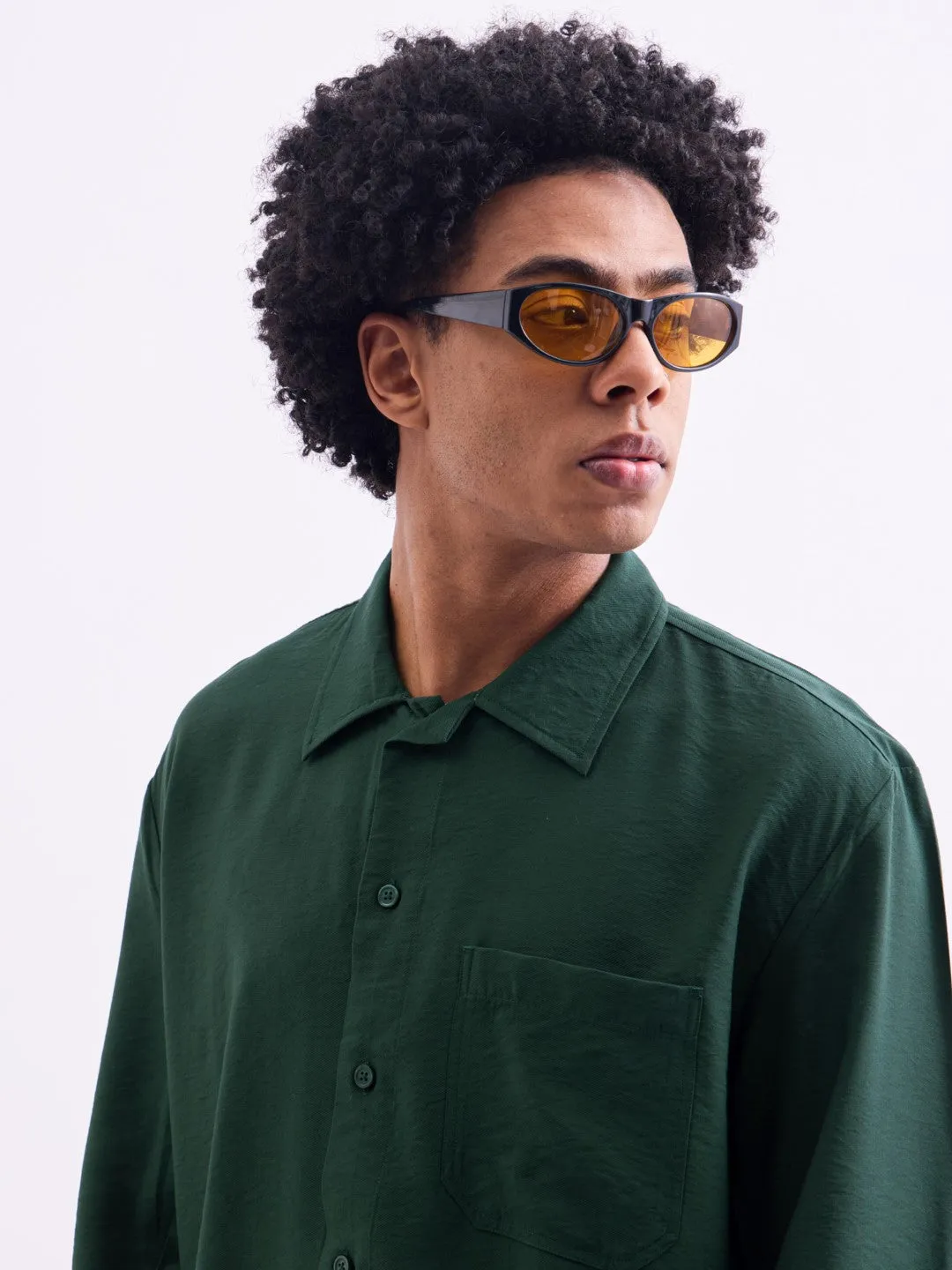 Green Plain Summer Overshirt