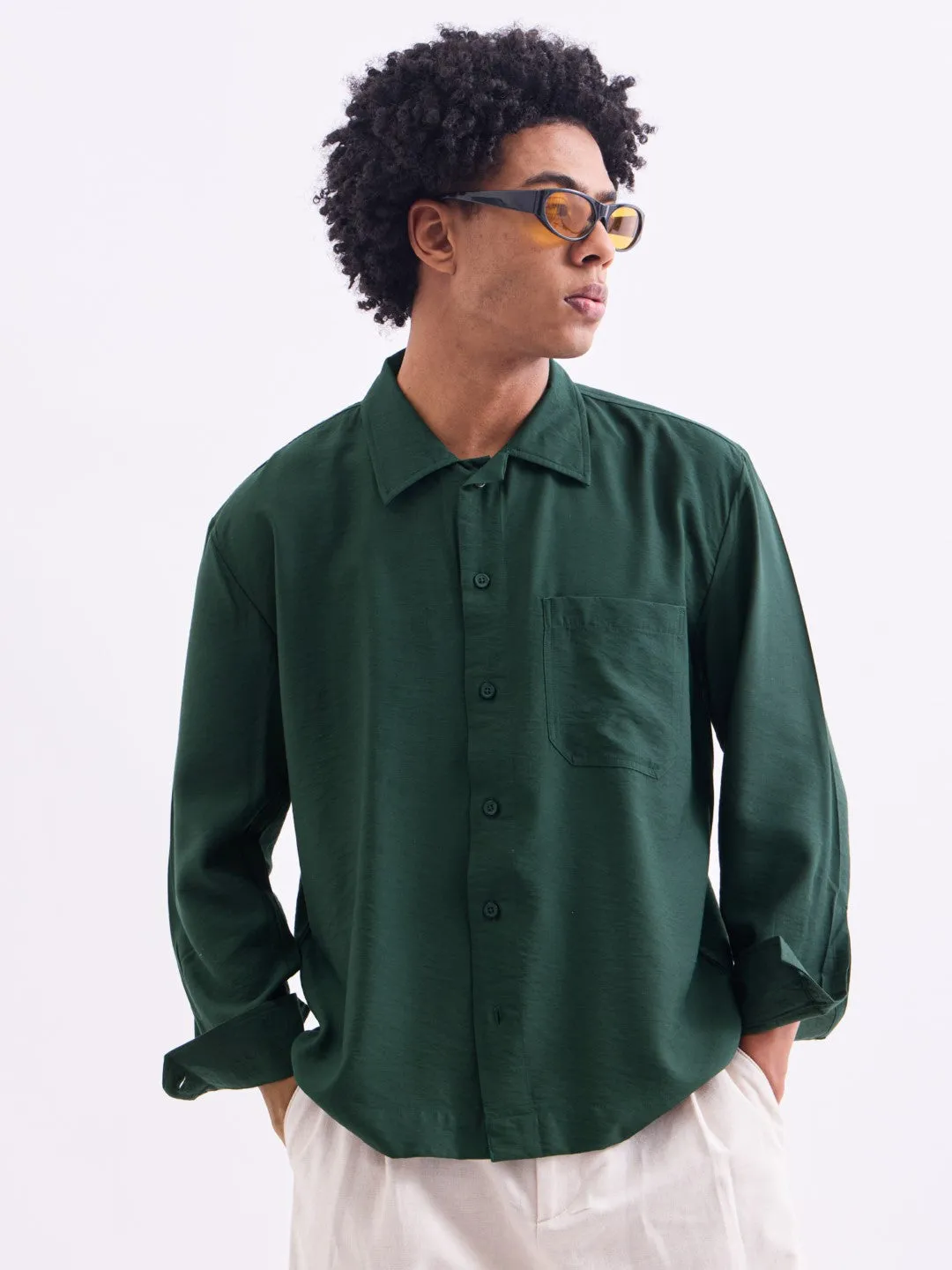 Green Plain Summer Overshirt
