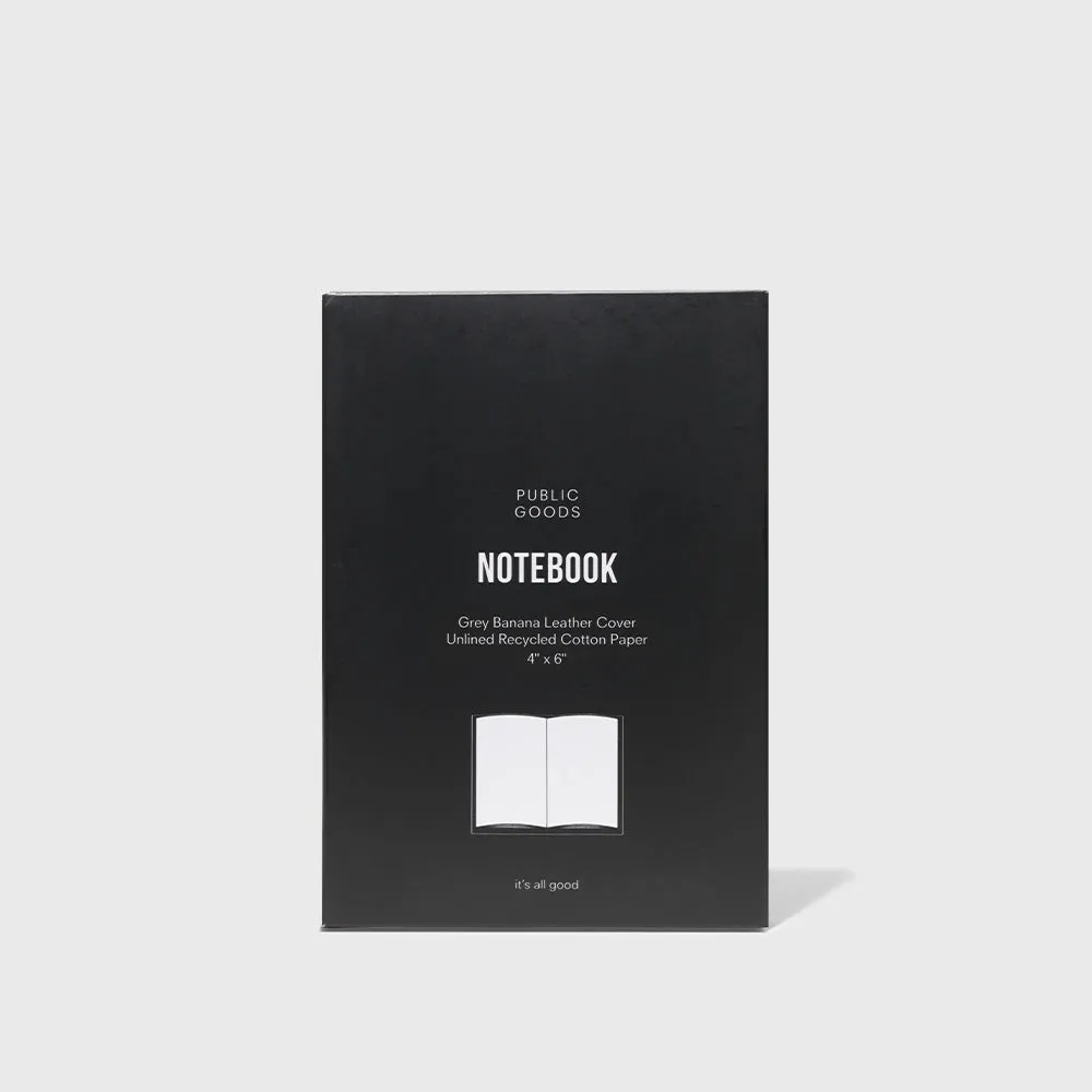 Grey Unlined Banana Leather Notebook (4" x 6")