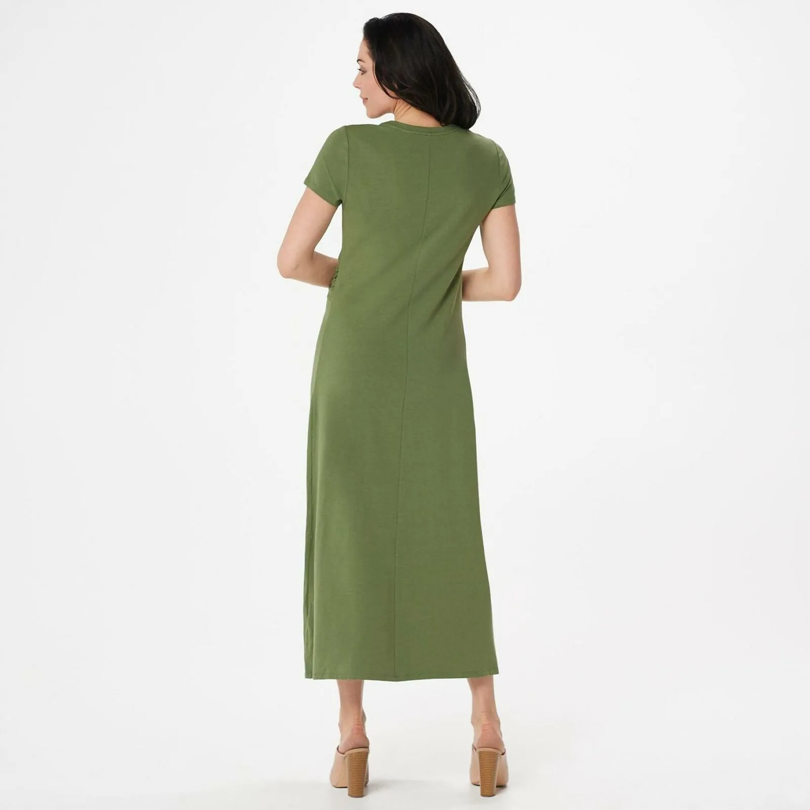H by Halston Women's Short-Sleeve Twist Front Maxi Dress