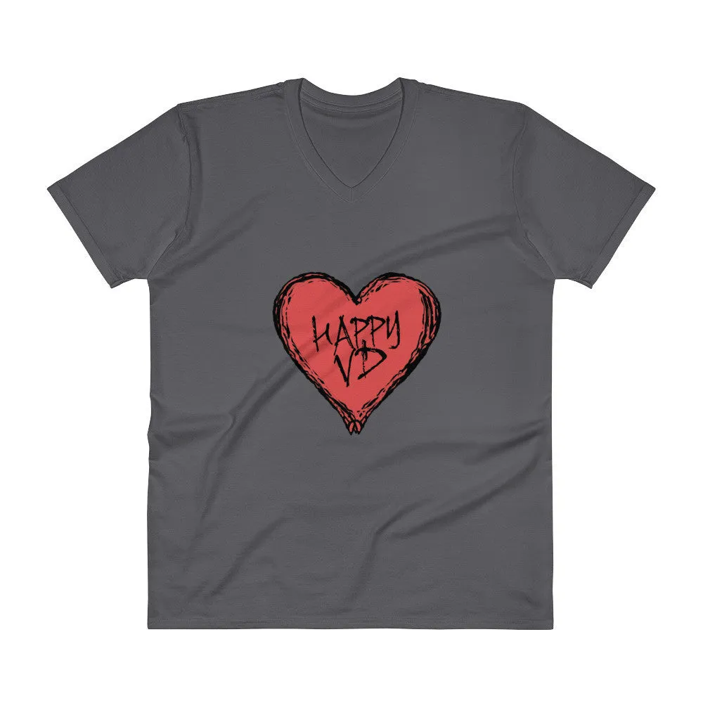 Happy VD Valentines Day Heart V-Neck T-Shirt
