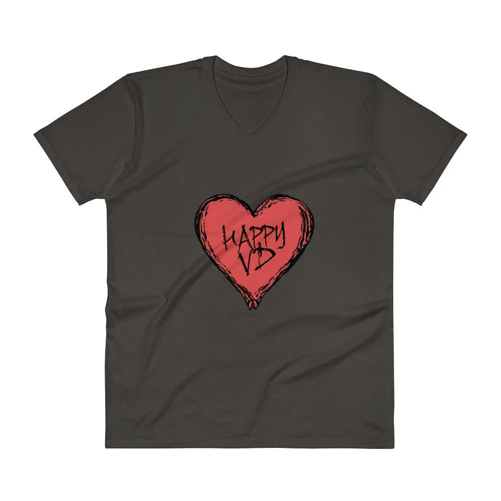 Happy VD Valentines Day Heart V-Neck T-Shirt