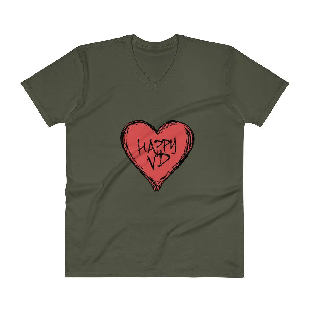 Happy VD Valentines Day Heart V-Neck T-Shirt