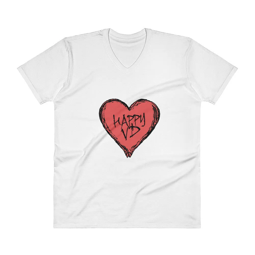Happy VD Valentines Day Heart V-Neck T-Shirt