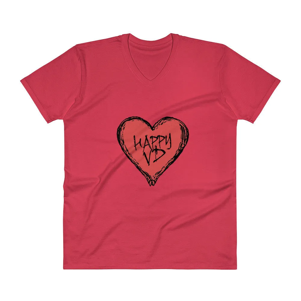Happy VD Valentines Day Heart V-Neck T-Shirt