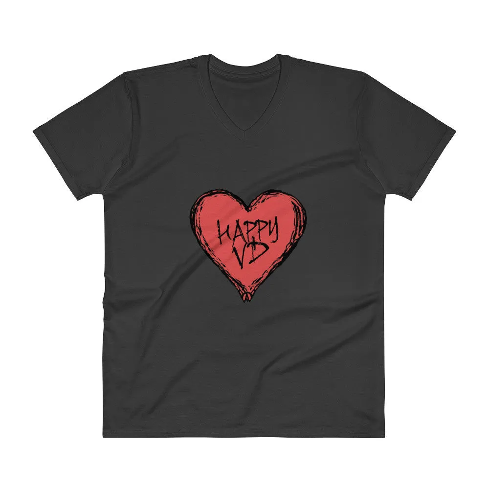 Happy VD Valentines Day Heart V-Neck T-Shirt