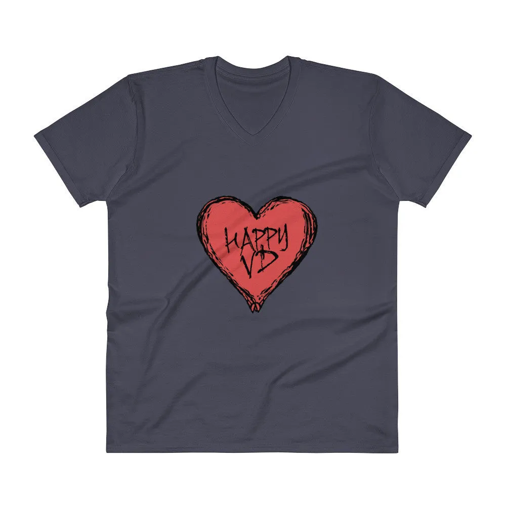 Happy VD Valentines Day Heart V-Neck T-Shirt