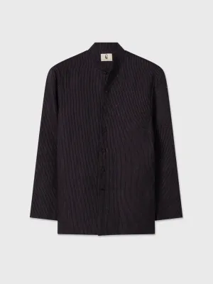 Indigo Pinstriped Linen Nehru Jacket
