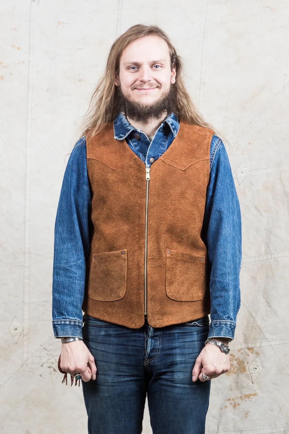 Indigofera Monroe Leather Vest Brown