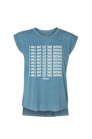 InkAddict WOMENS BAD TATTOOS CUFFED Tee TEAL