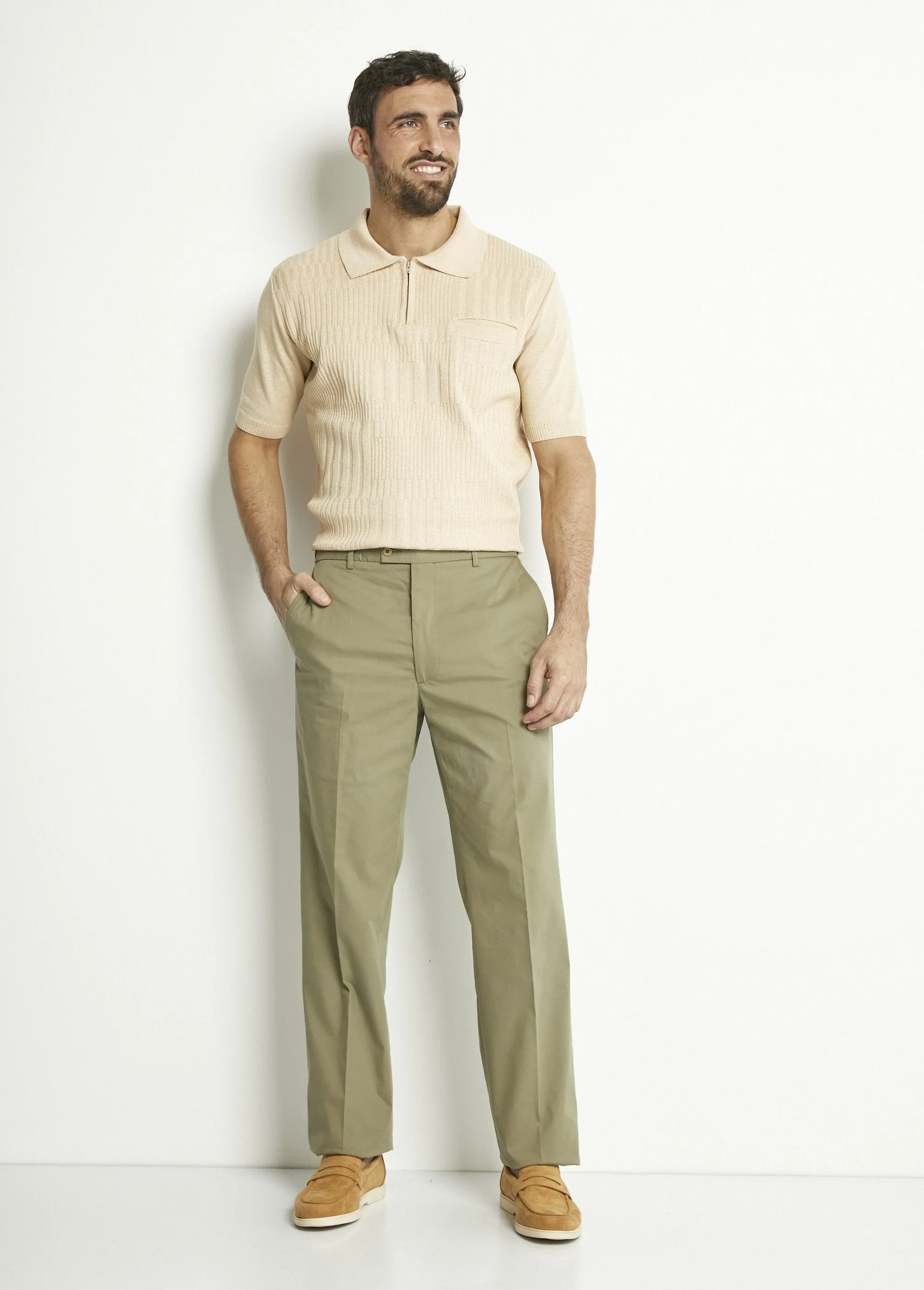 Invisible polycotton adjustable belt pants
