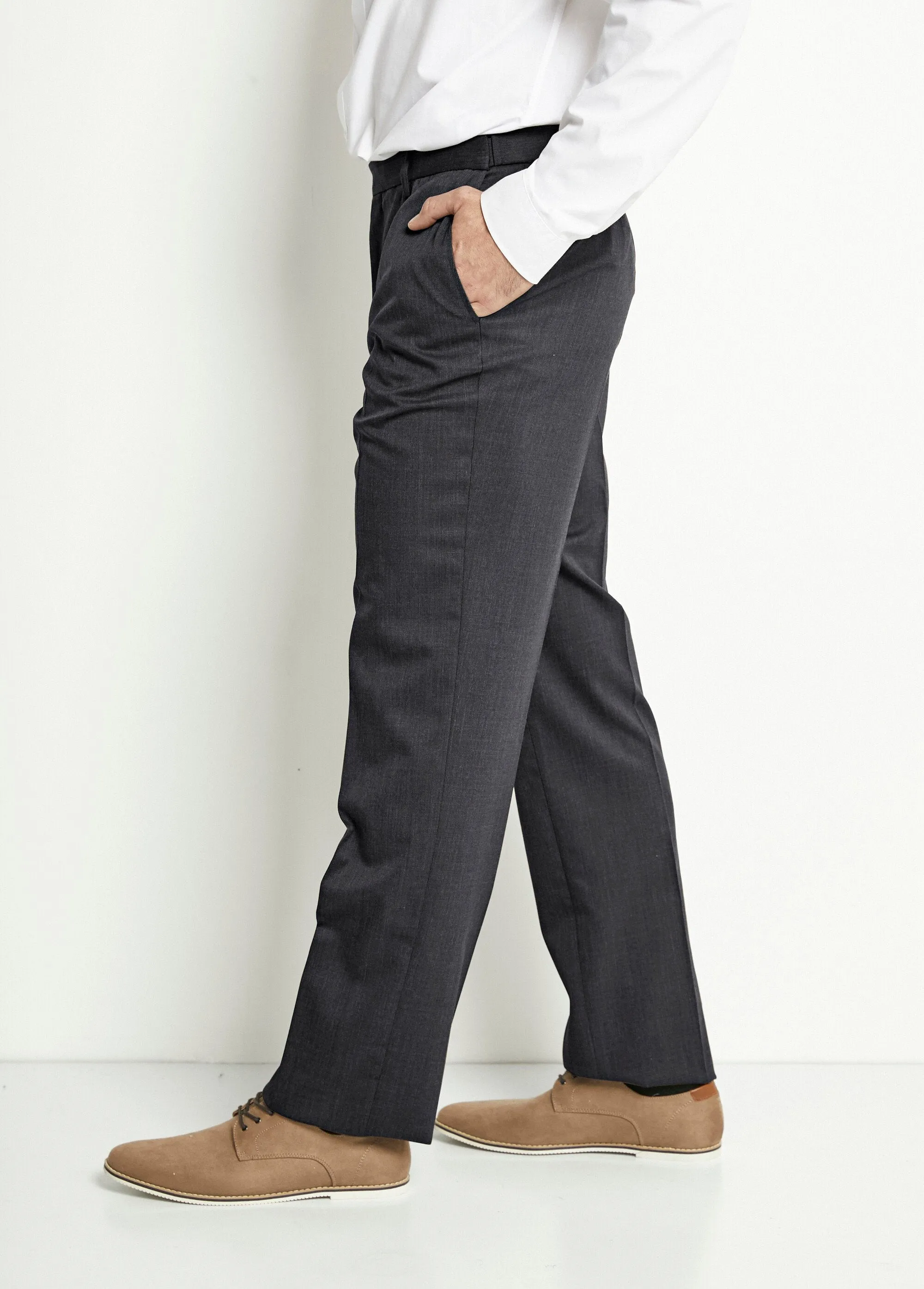 Invisible polywool adjustable belt pants
