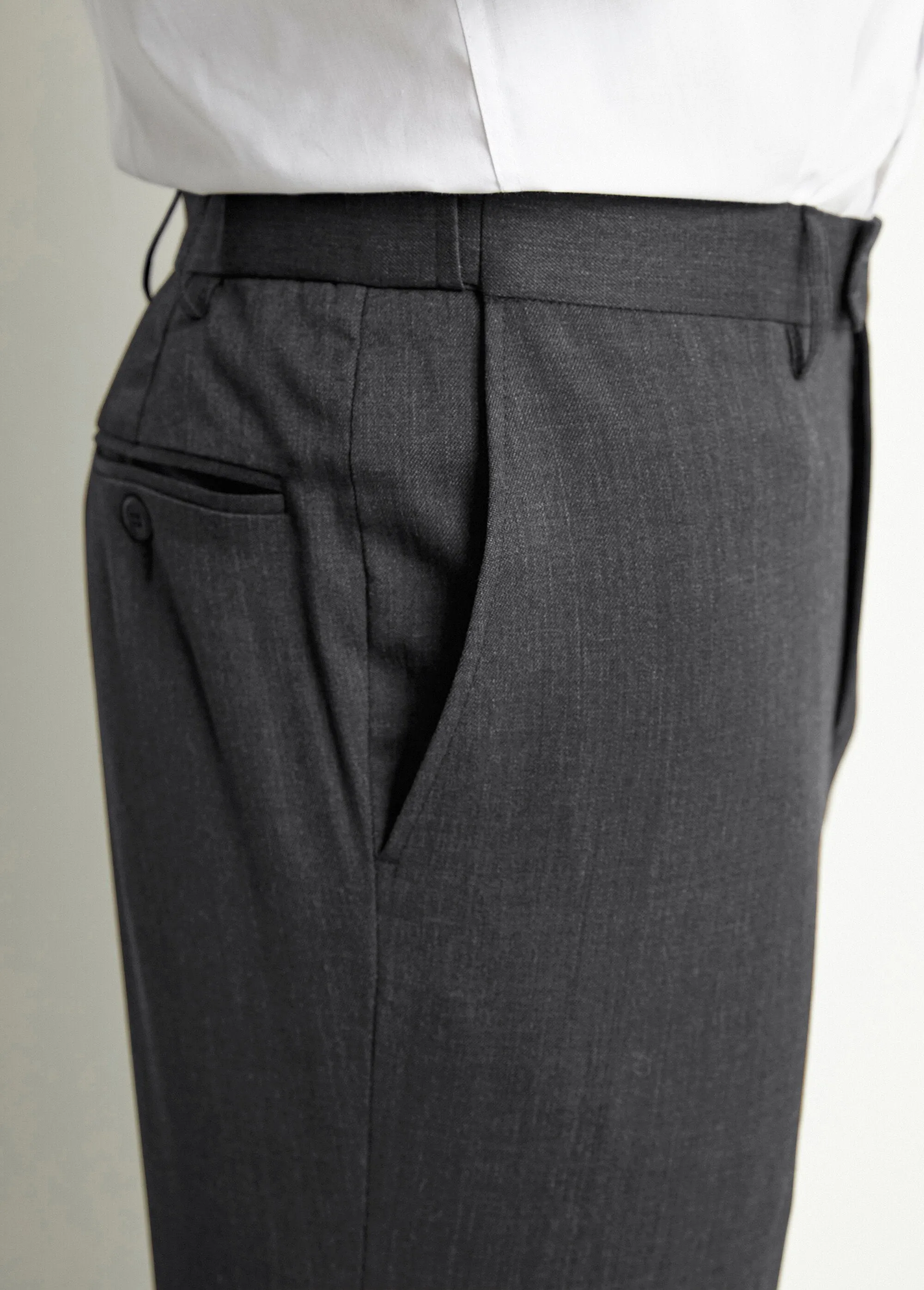 Invisible polywool adjustable belt pants