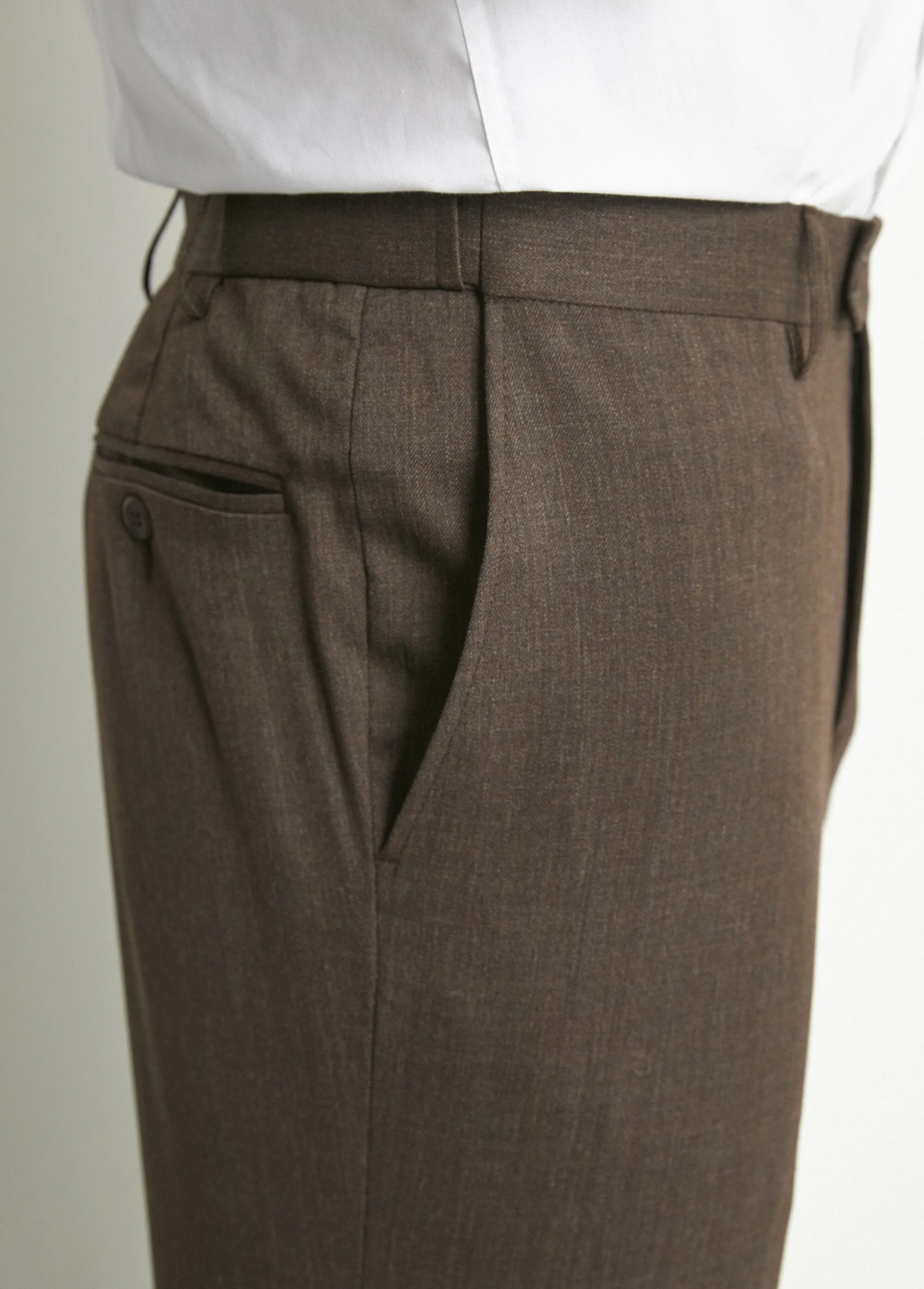 Invisible polywool adjustable belt pants