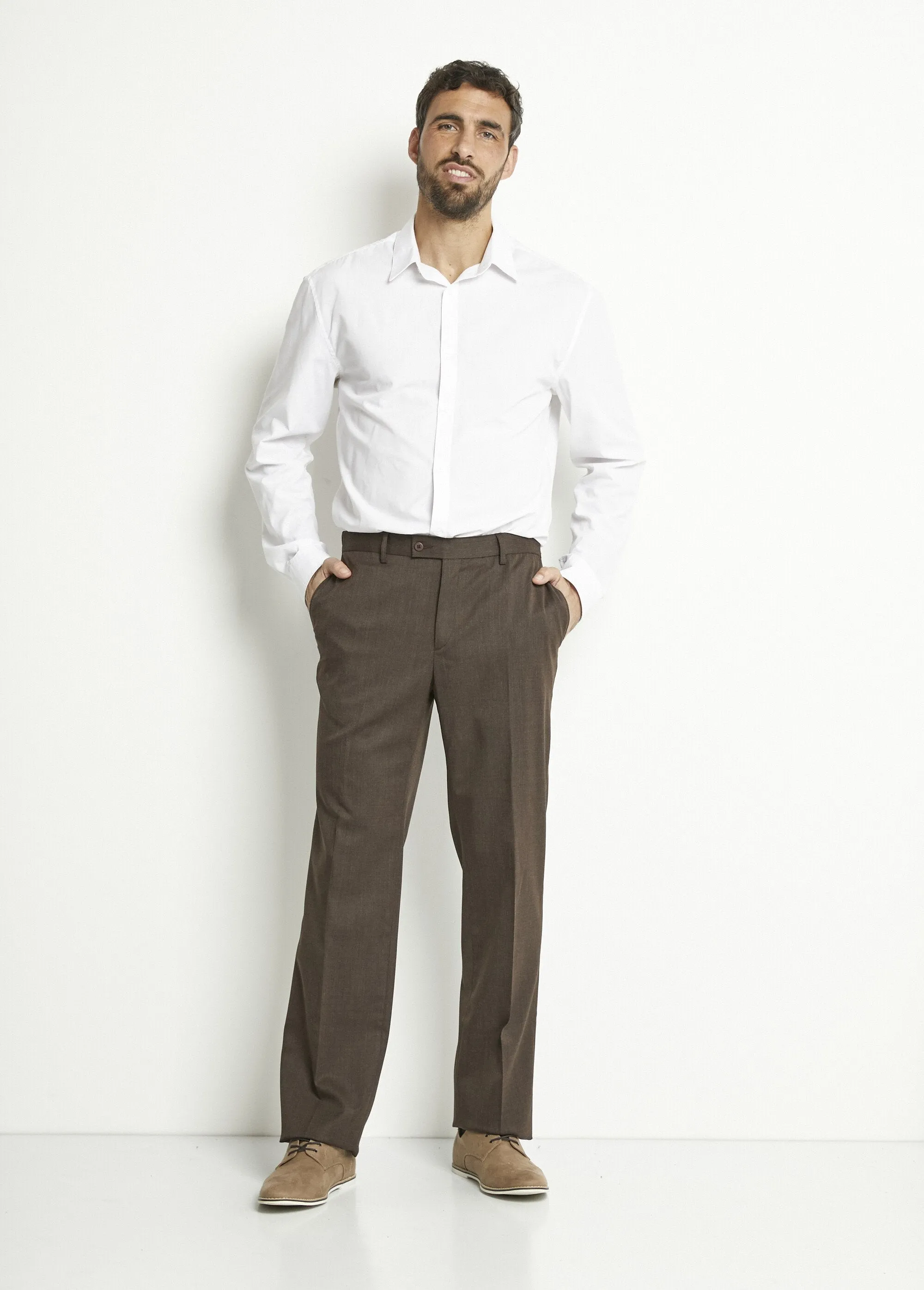 Invisible polywool adjustable belt pants