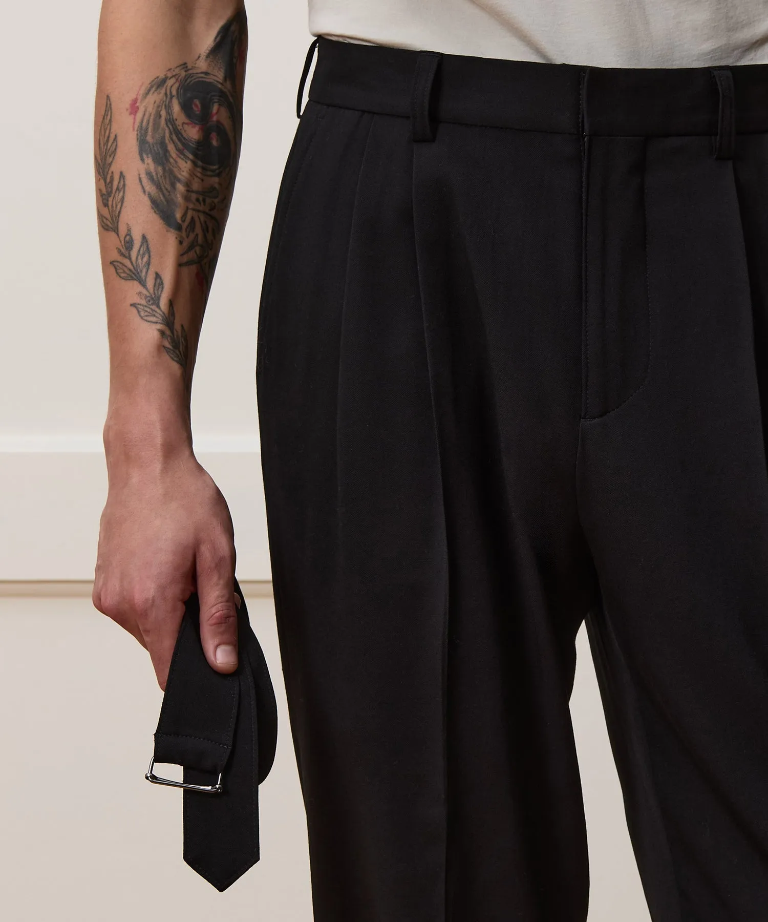 Italian Gabardine Self Belt Trouser