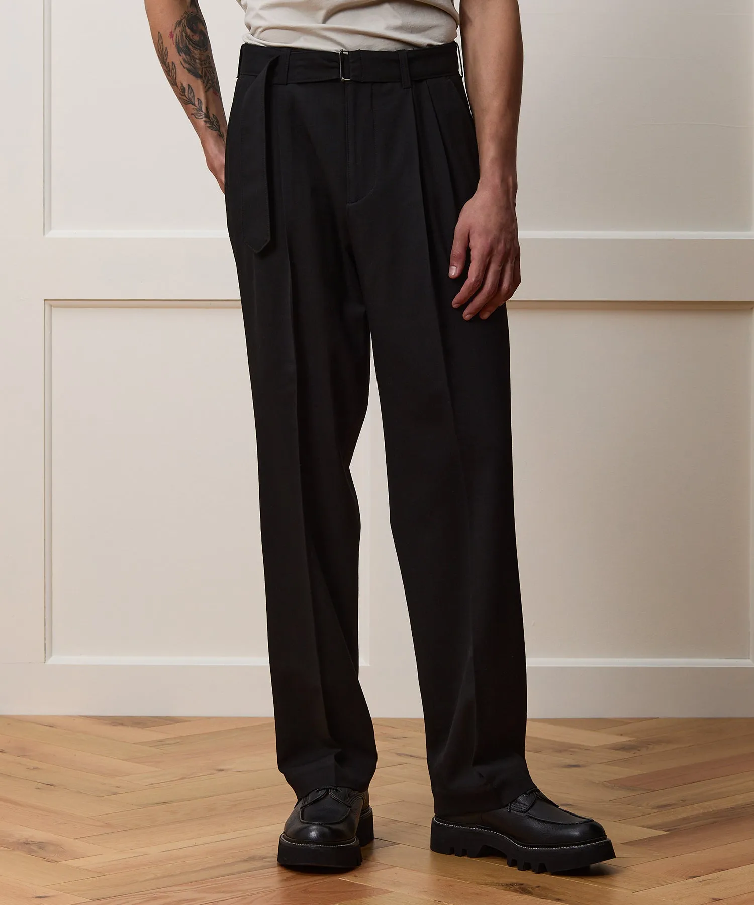 Italian Gabardine Self Belt Trouser