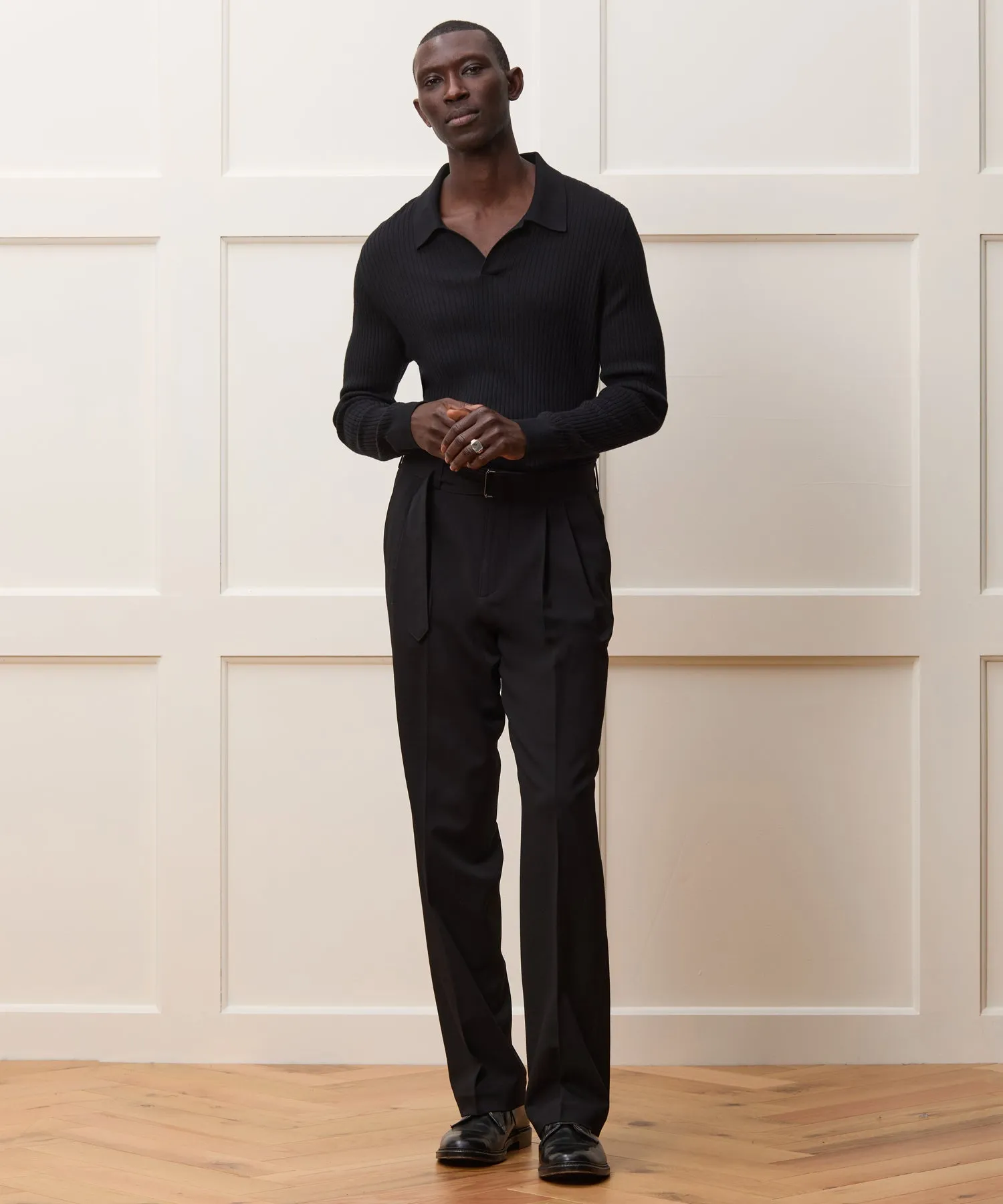 Italian Gabardine Self Belt Trouser