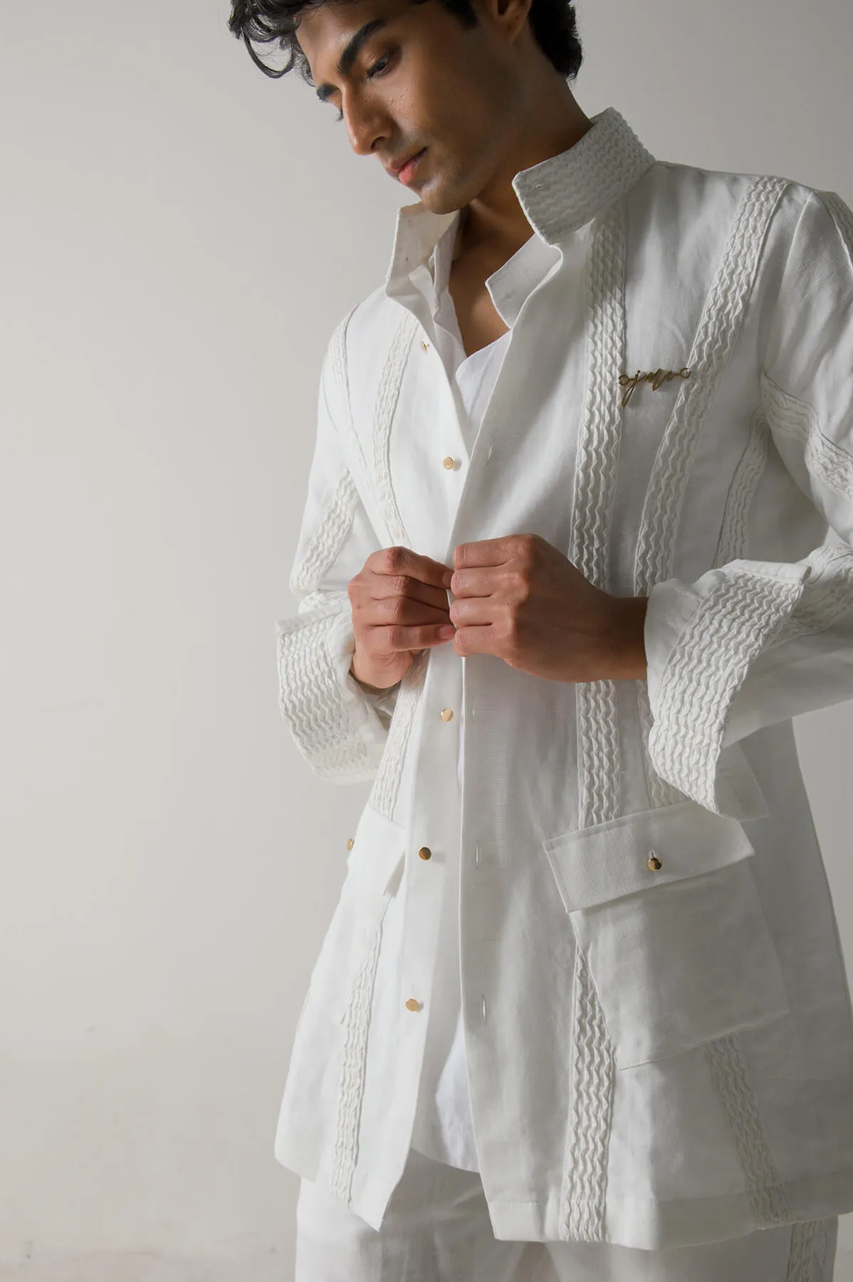 Ivory pin tuck jacket