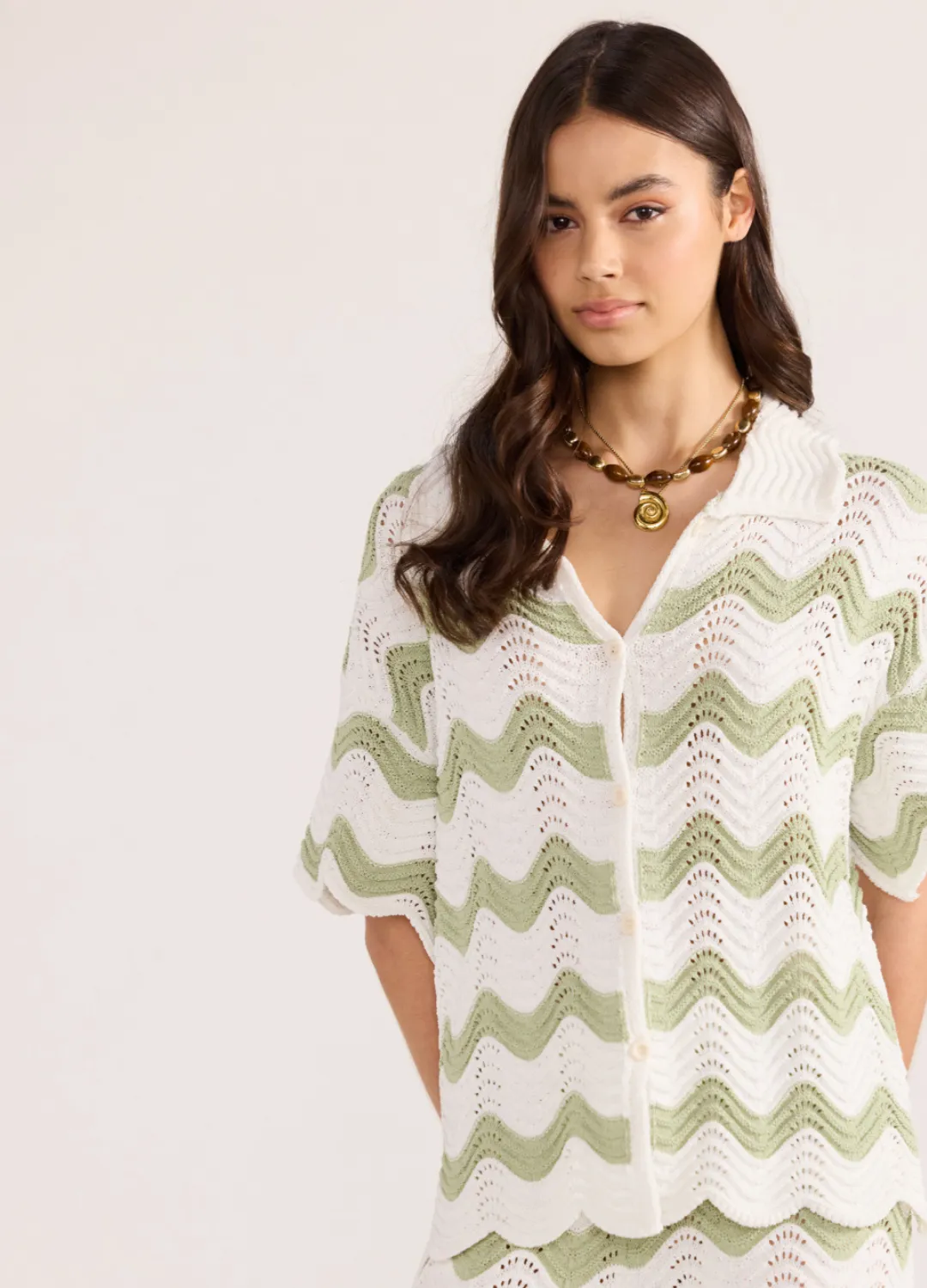 Jayden Crochet Wave Shirt