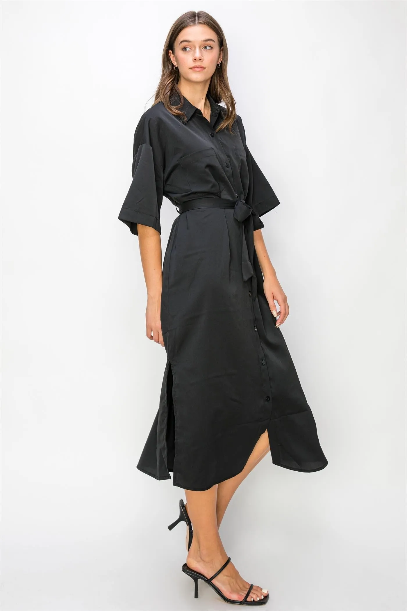 JENNY SHIRT DRESS - BLACK