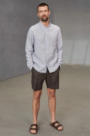 jim shorts in linen coffee