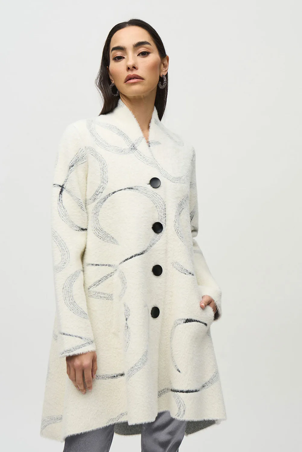 Joseph Ribkoff Abstract Jacquard Sweater Coat Jr244930