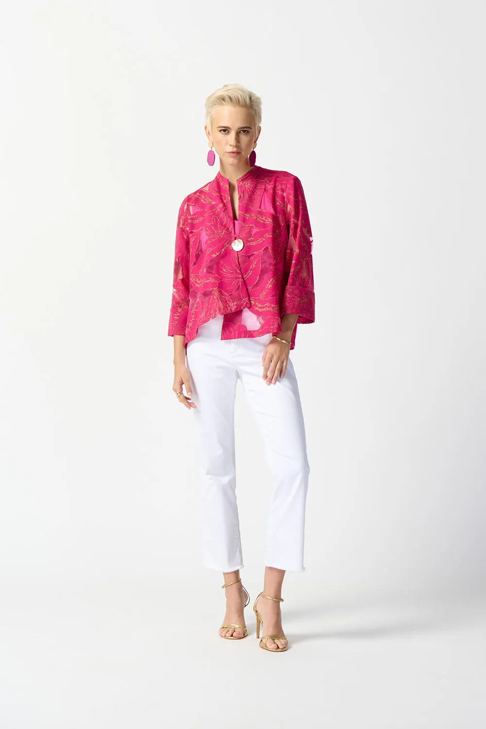 Joseph Ribkoff Jacquard Tropical Print Swing Jacket Jr242219