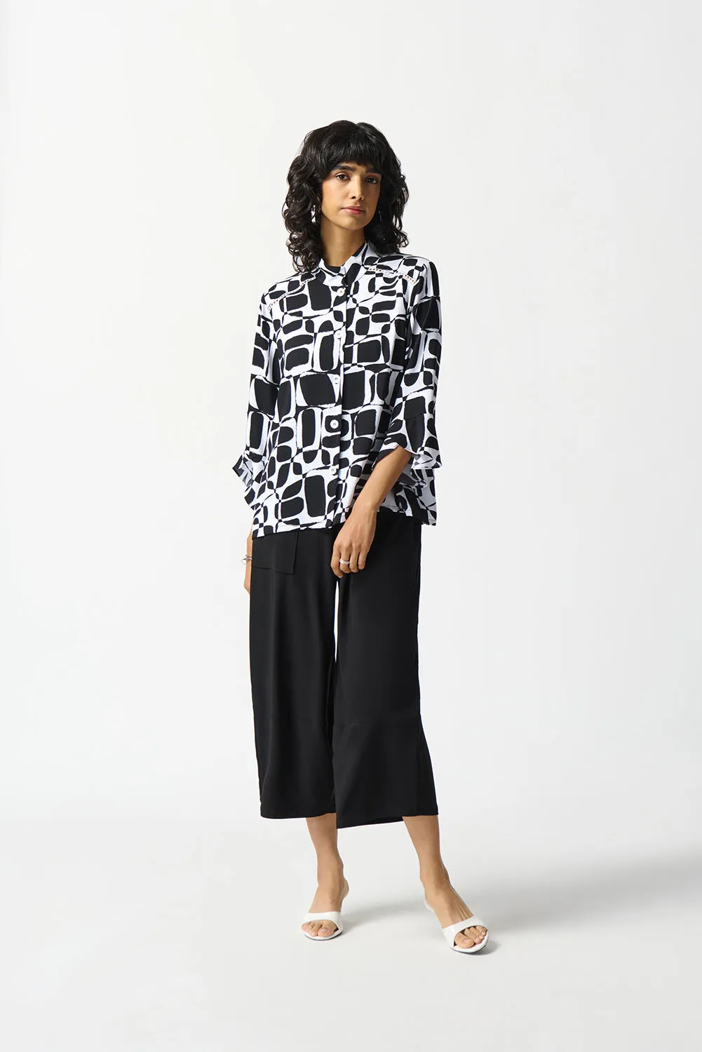 Joseph Ribkoff Woven Geometric Print Trapeze Blouse Jr242213