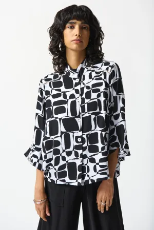 Joseph Ribkoff Woven Geometric Print Trapeze Blouse Jr242213