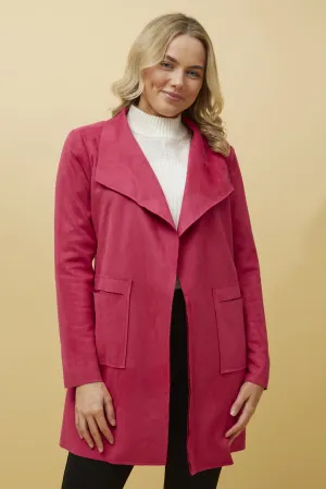 Josie Faux Suede Coat Fuchsia