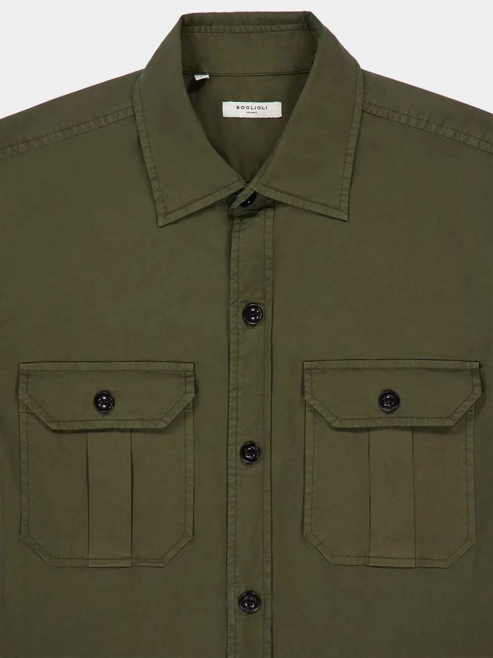 Khaki Cotton Overshirt with Pockets