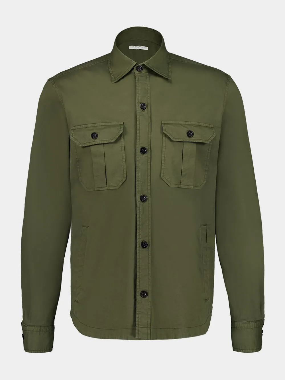 Khaki Cotton Overshirt with Pockets