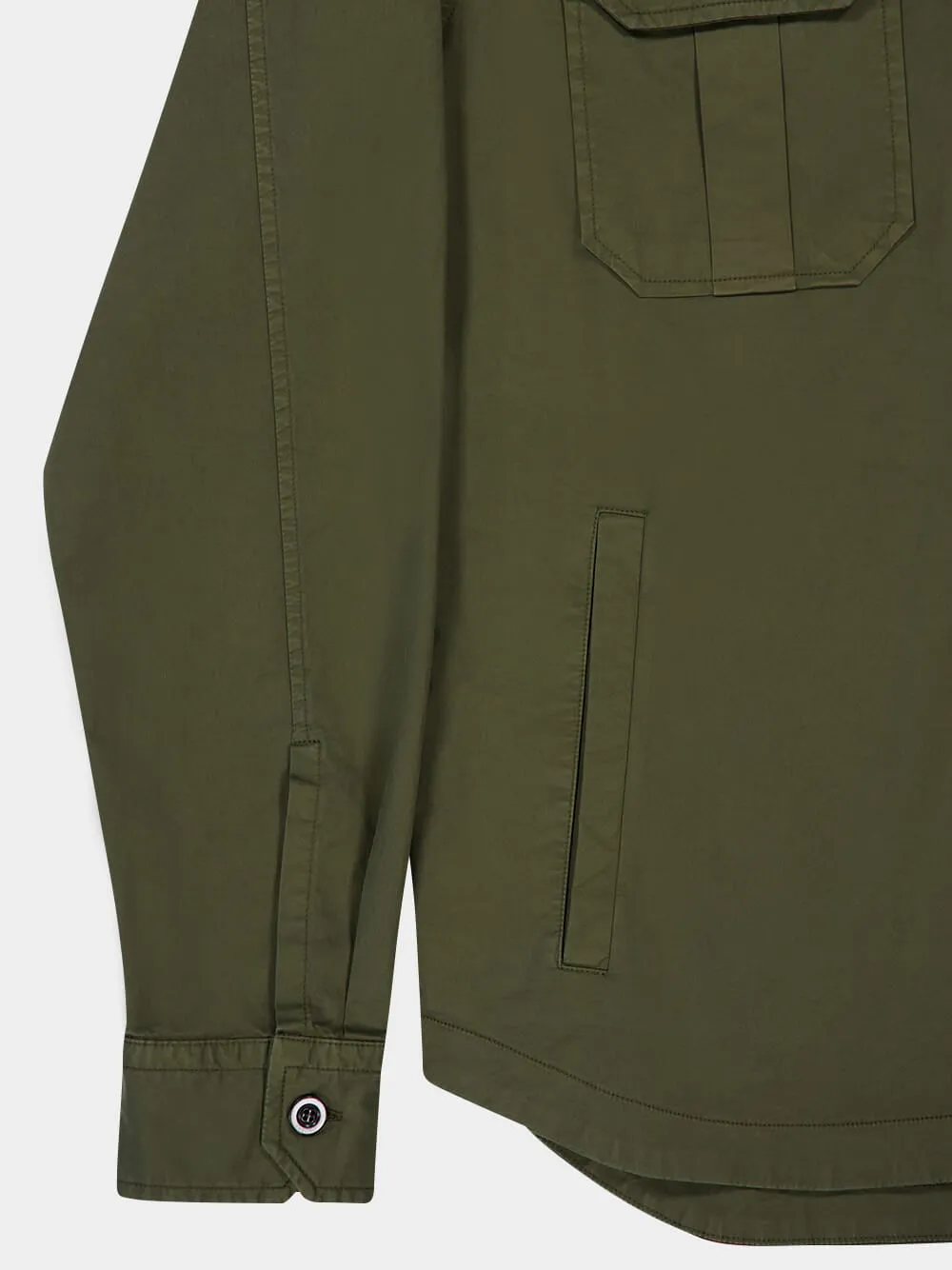 Khaki Cotton Overshirt with Pockets