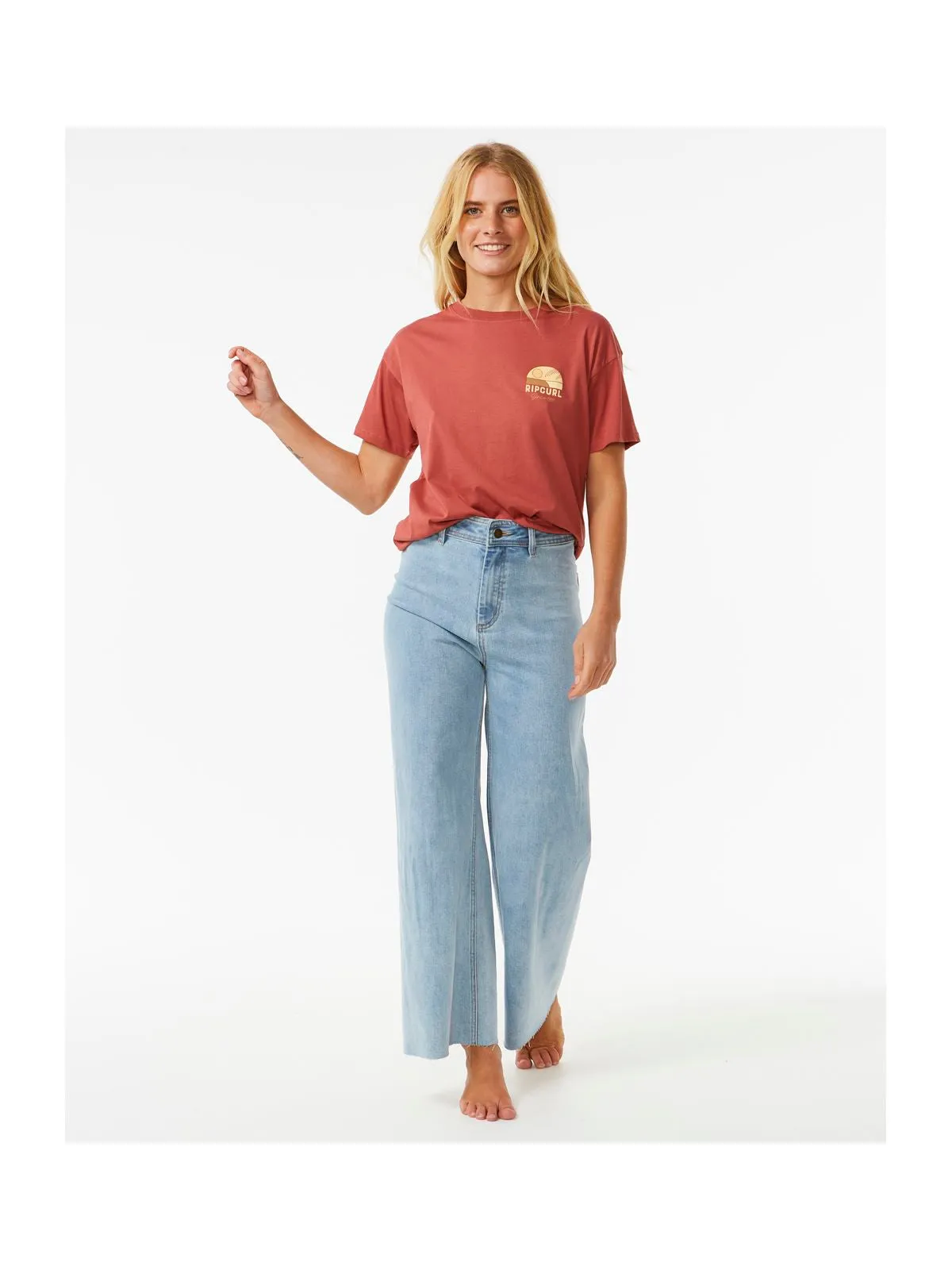 Koszulka RIP CURL Line Up Relaxed Tee czerwony