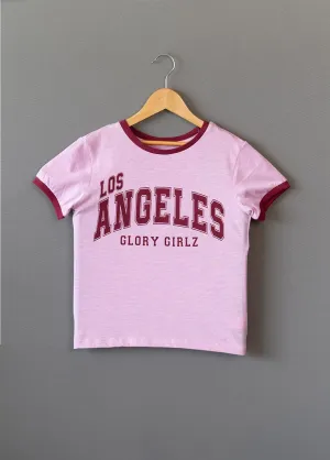 LA Blush Rib Pink T Shirt For Girl