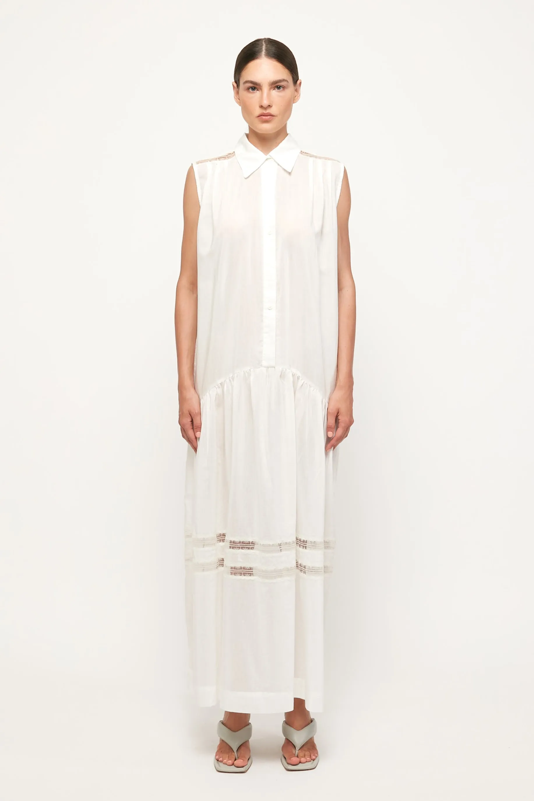 Lace Trim Sleeveless Midi