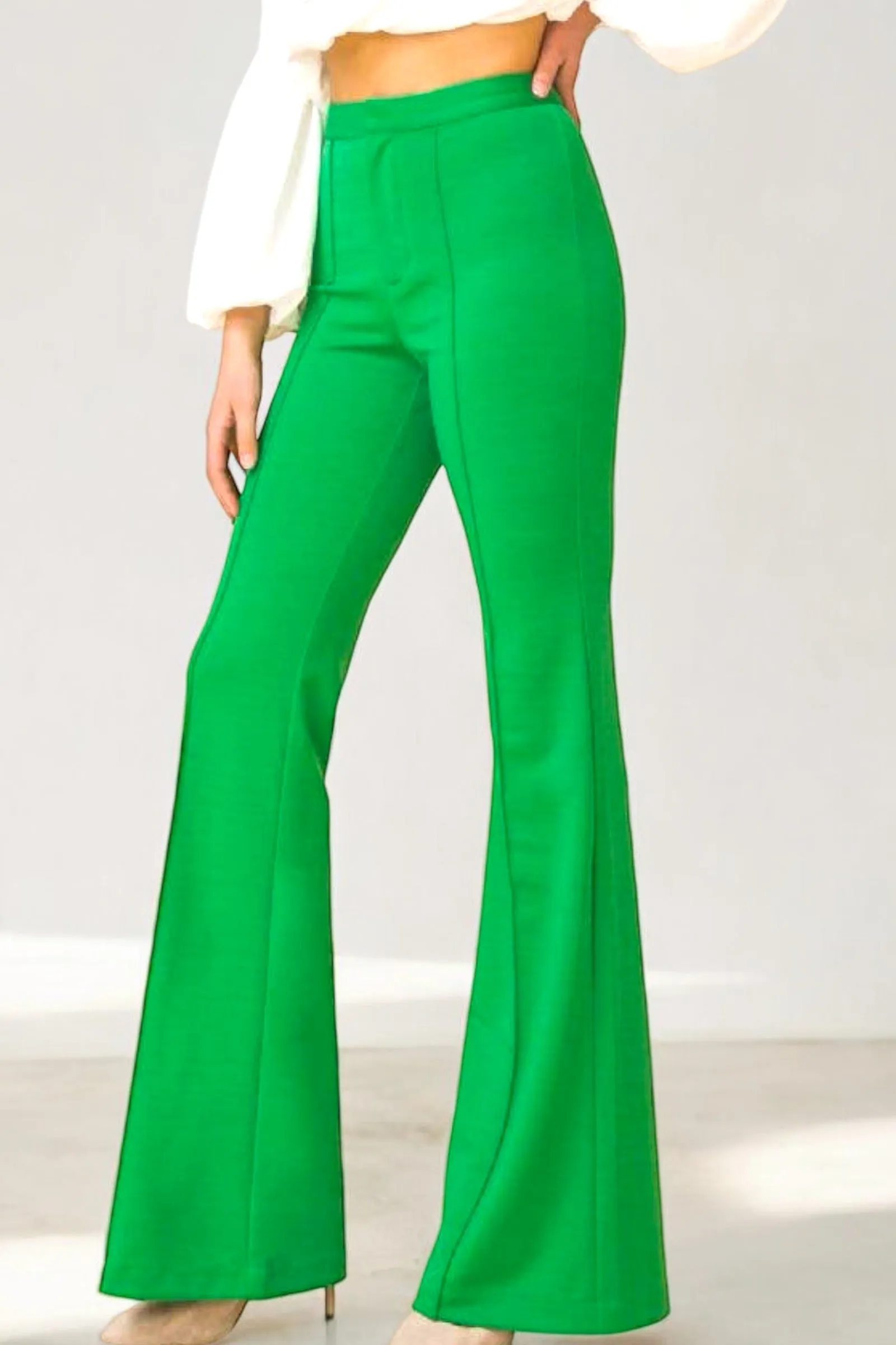 Lannah Green High Rise Flare Pants