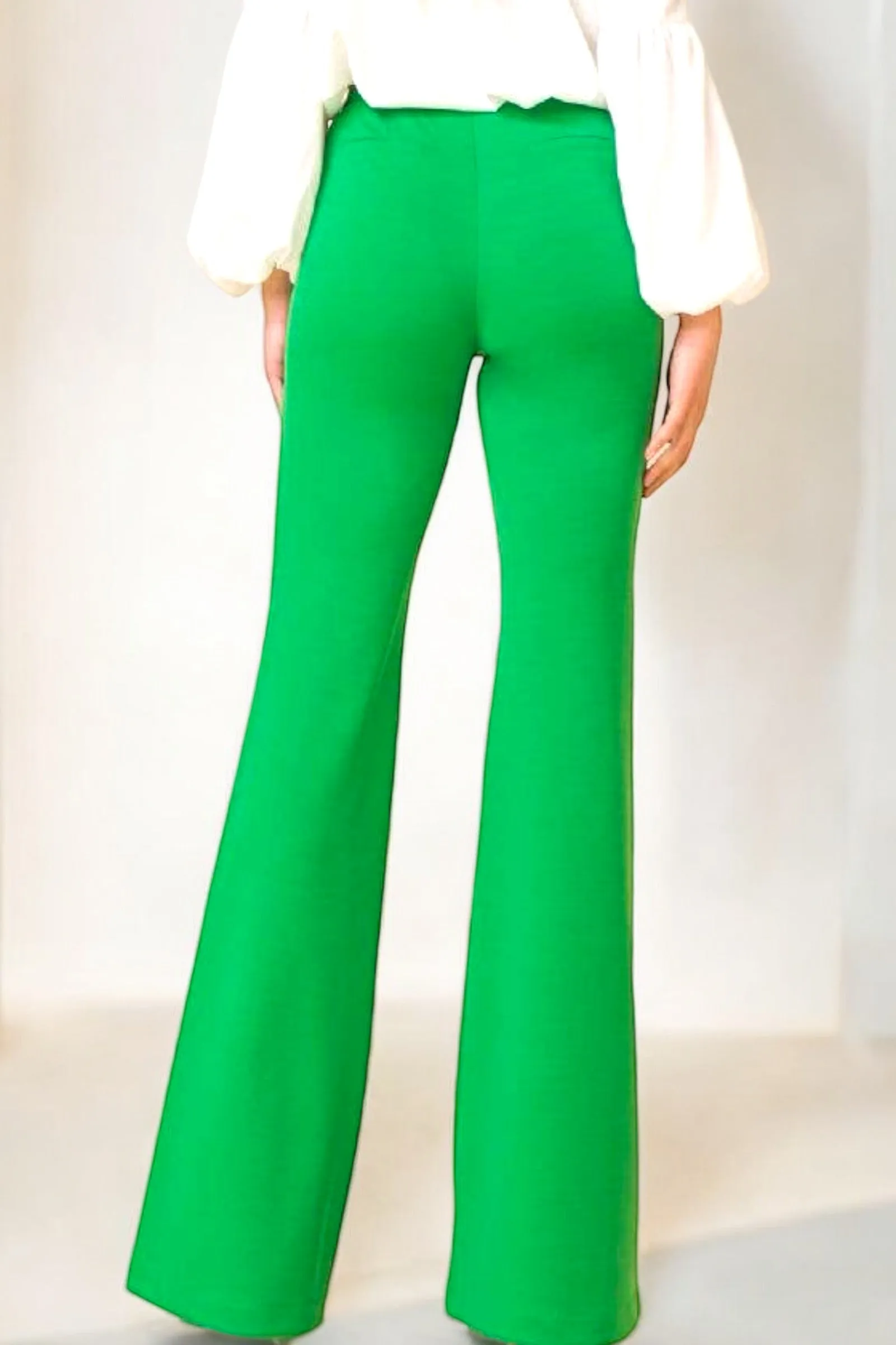 Lannah Green High Rise Flare Pants