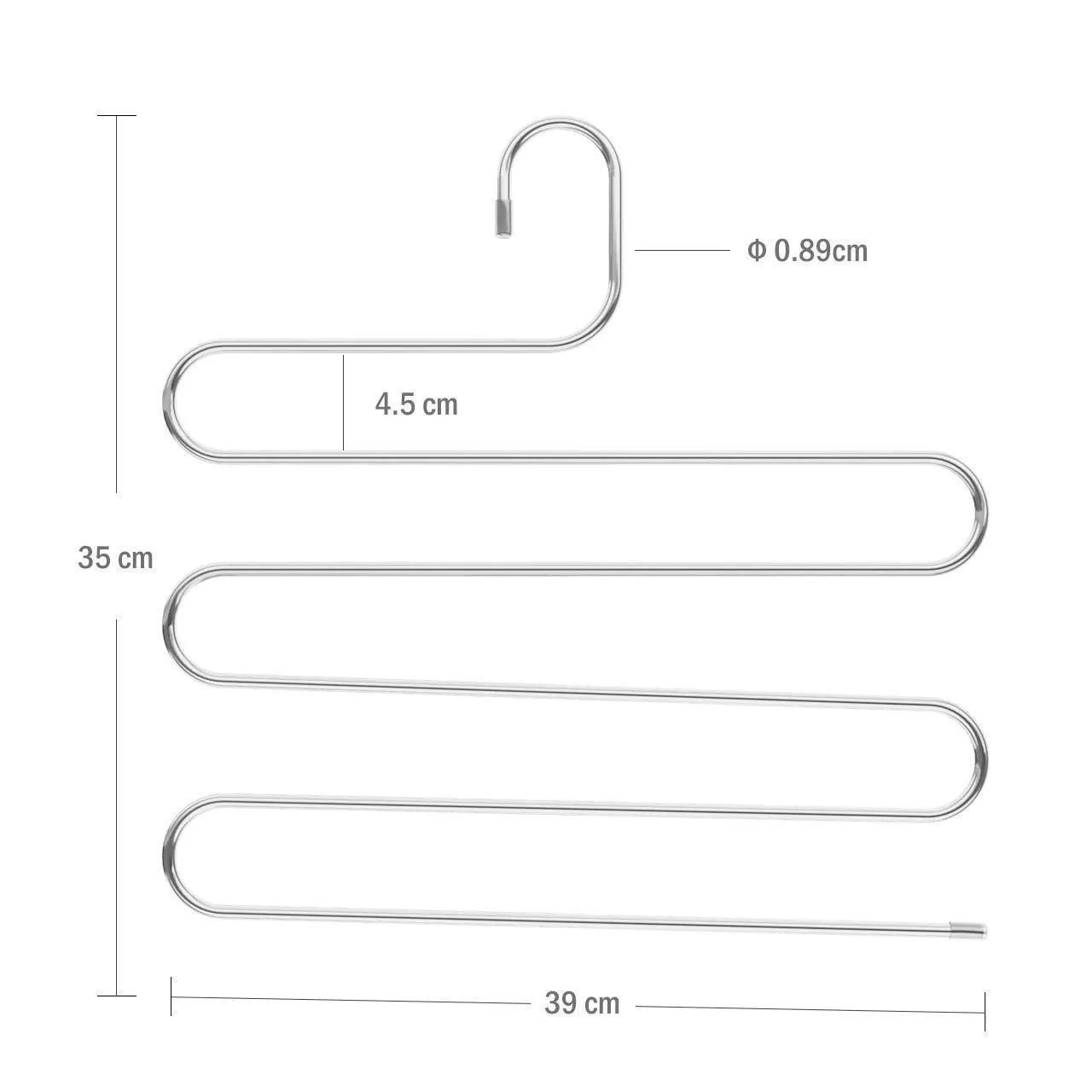Larnn 6 Pack S-Shape Stainless Steel Hanger with 5 Layers Storage Rack for Clothes