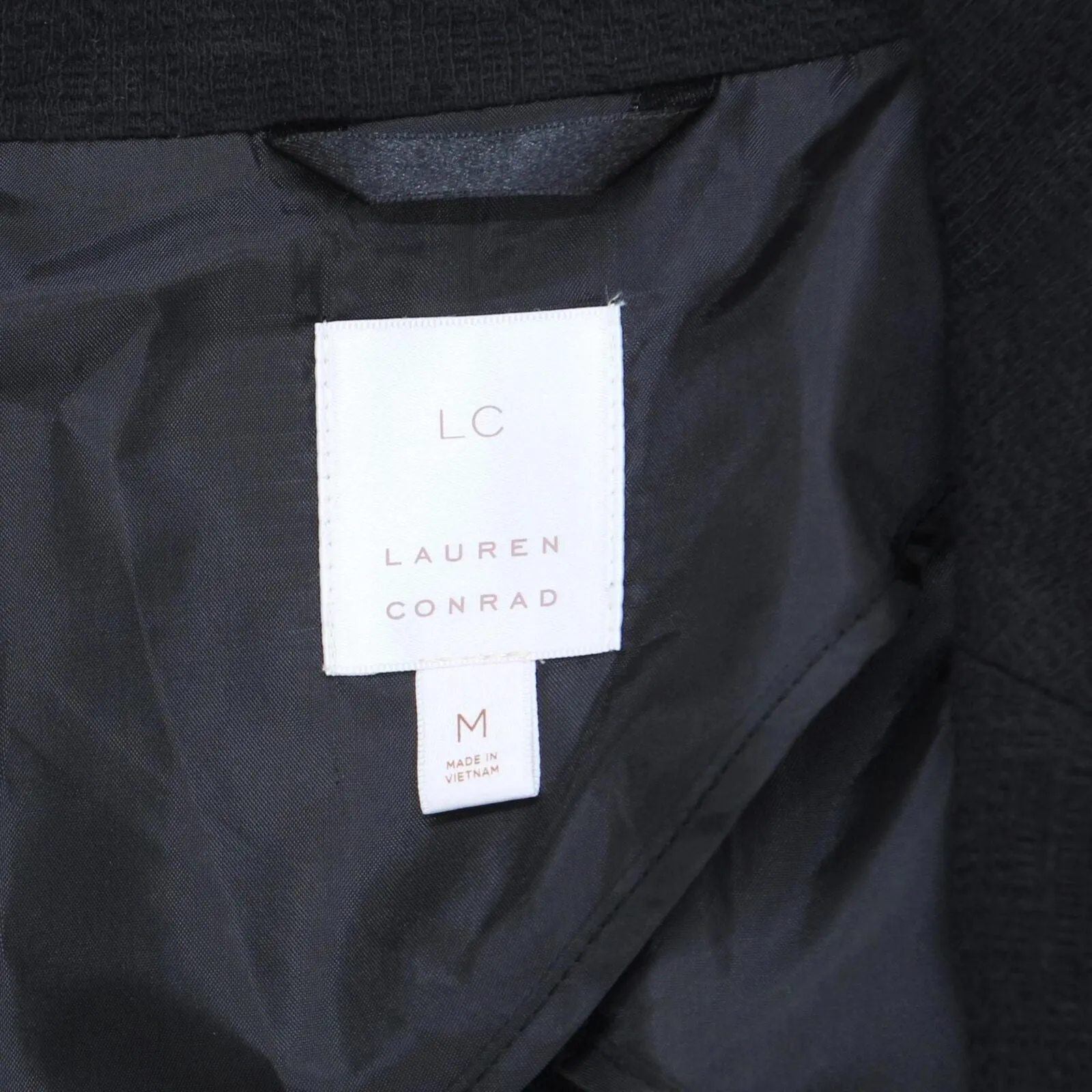 LC Lauren Conrad Women Unlined Textured Knit 1 Button Blazer Jacket Coat Black M