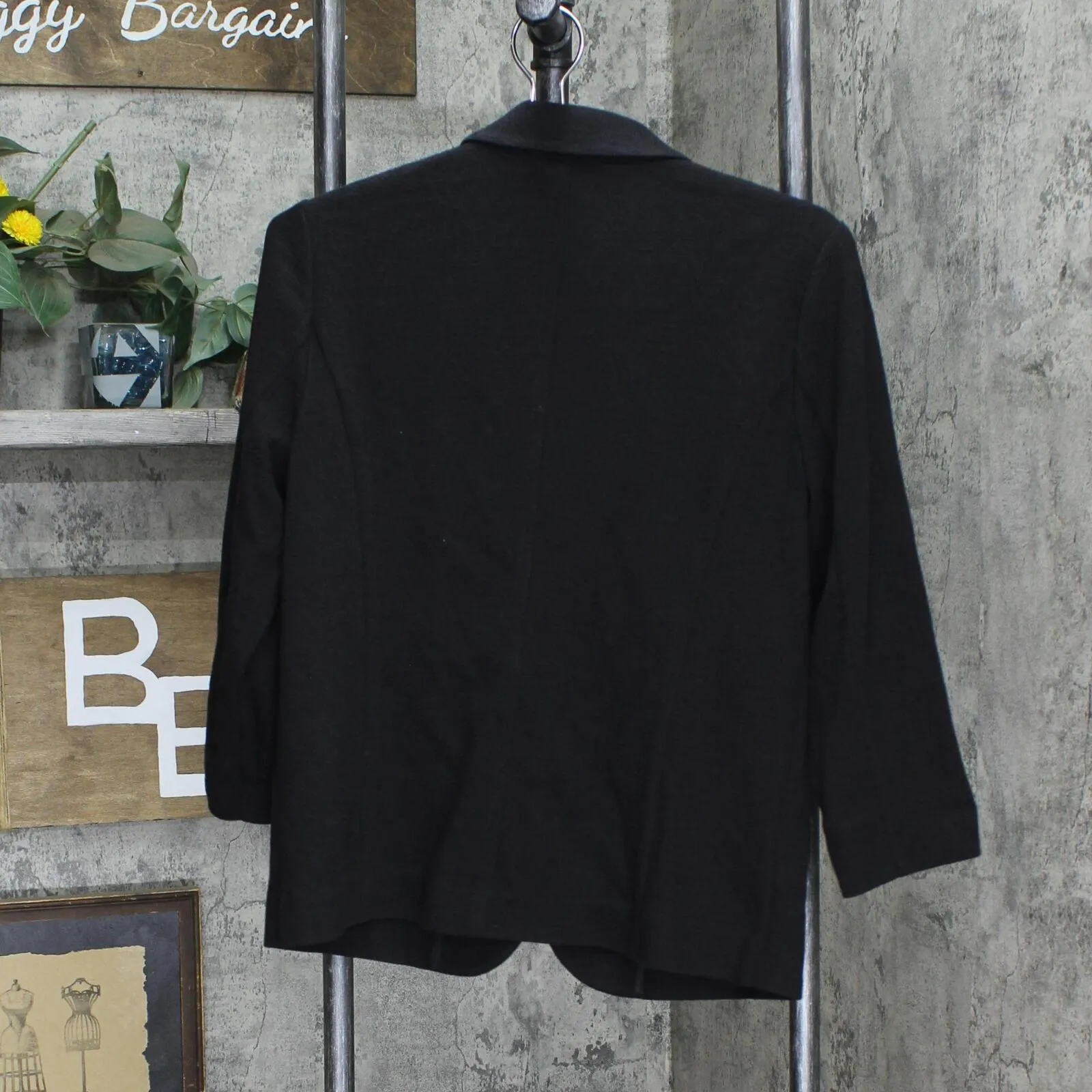 LC Lauren Conrad Womens Textured One Button Unlined Blazer Jacket Black M