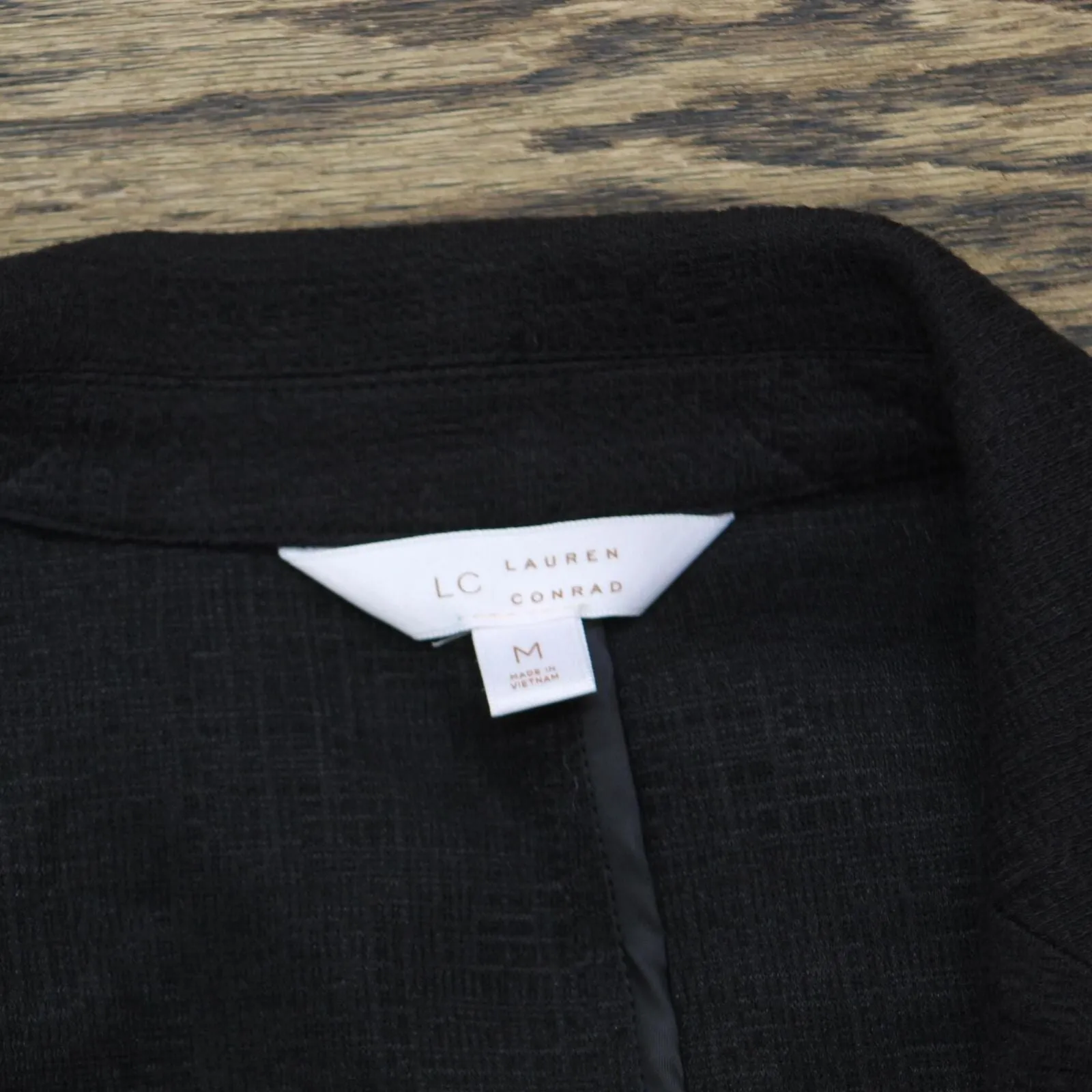 LC Lauren Conrad Womens Textured One Button Unlined Blazer Jacket Black M