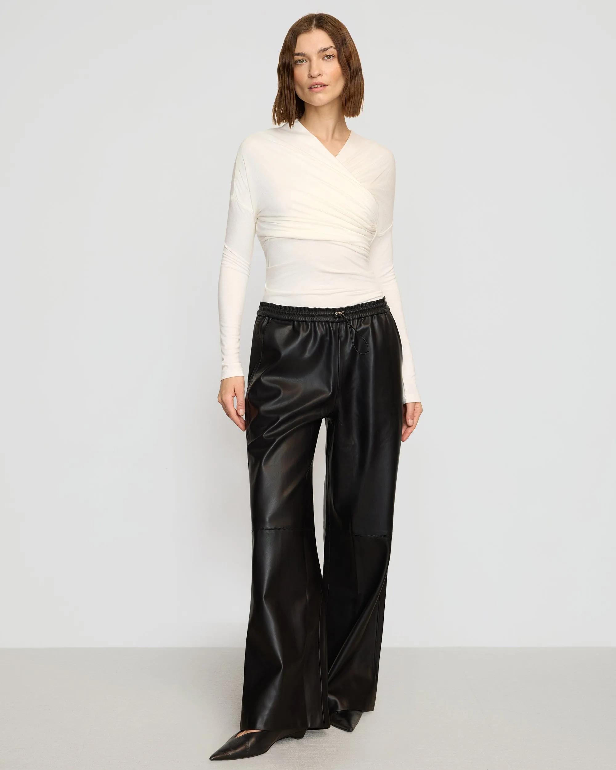 Lianne Drawstring Vegan Leather Pant