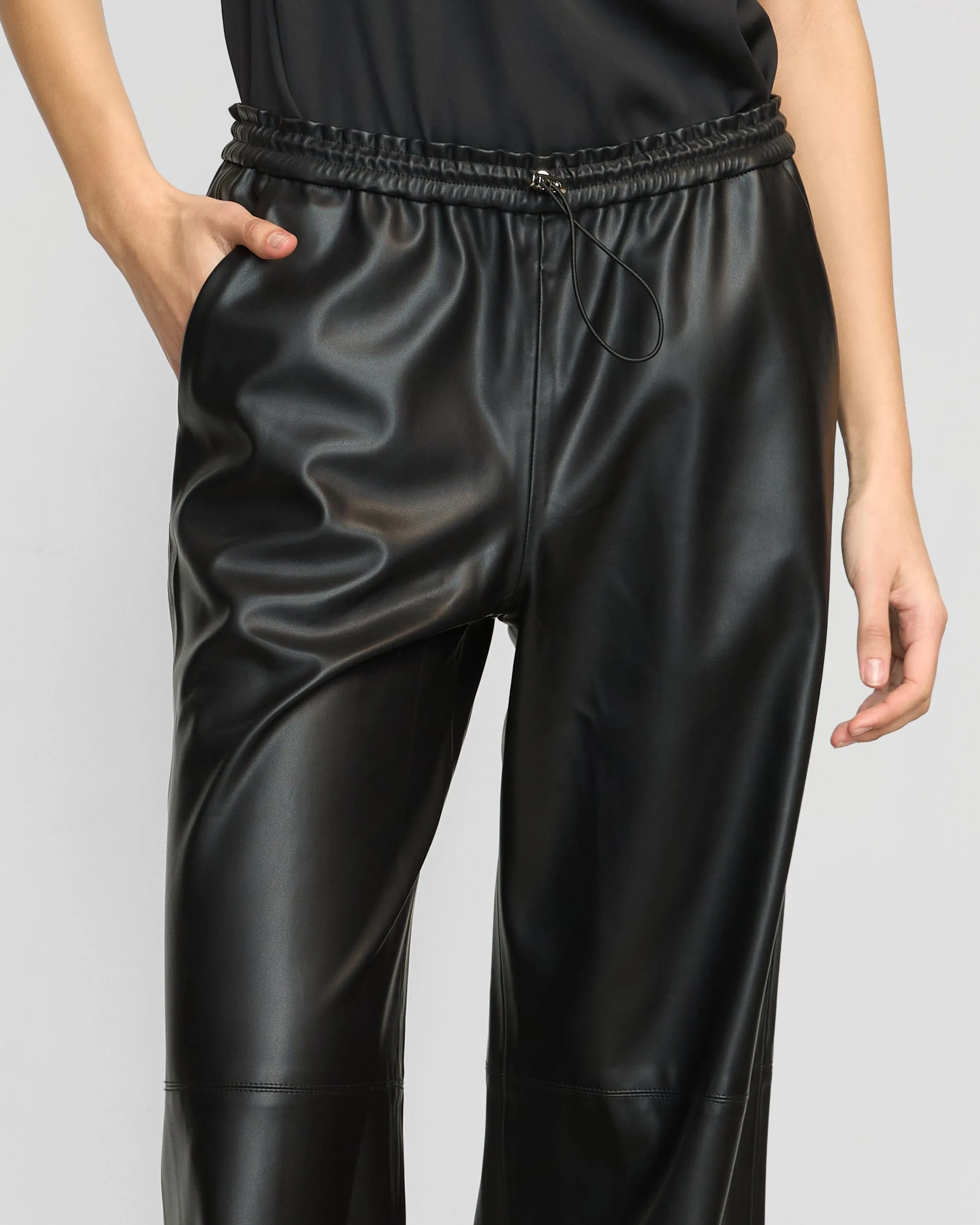 Lianne Drawstring Vegan Leather Pant