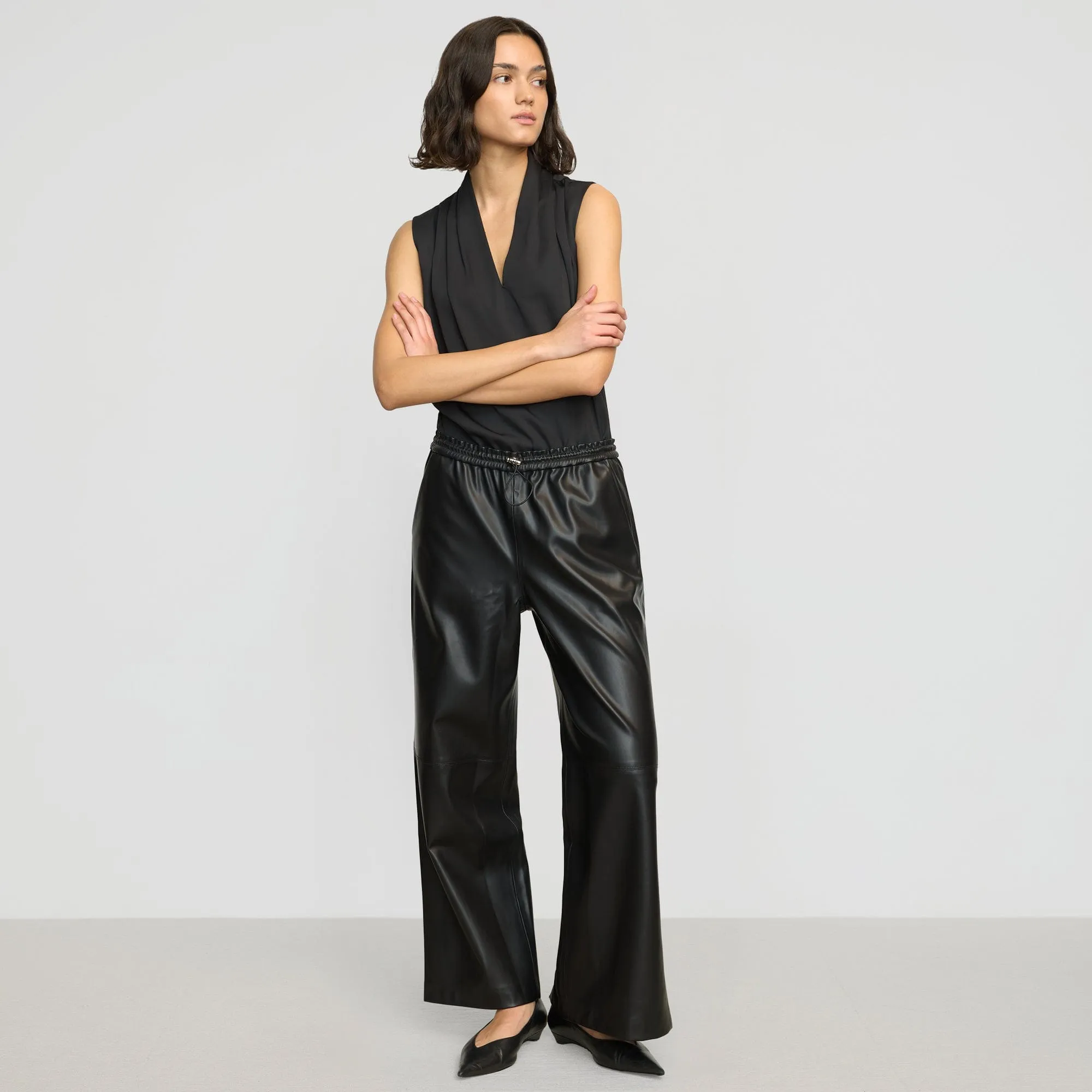Lianne Drawstring Vegan Leather Pant