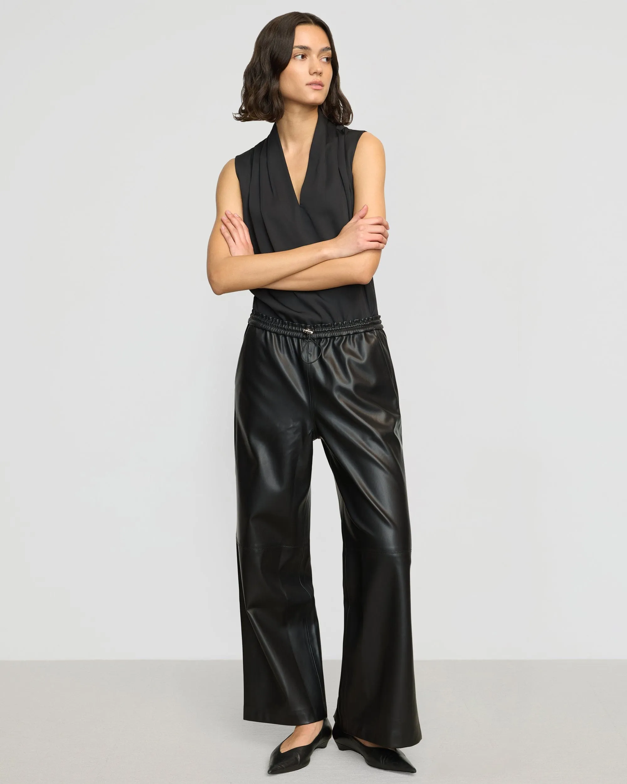 Lianne Drawstring Vegan Leather Pant