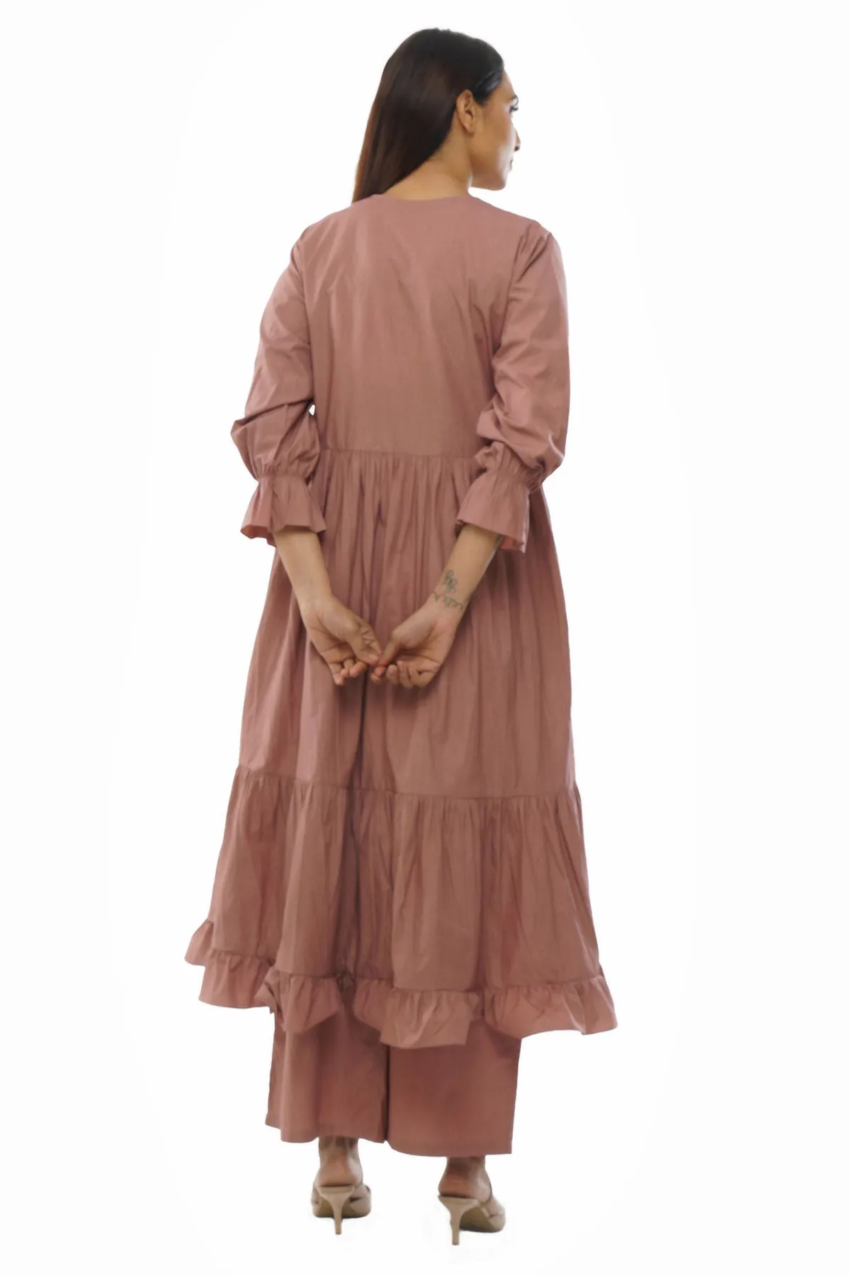 Light Pink Tiered Kurta Set