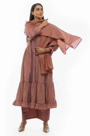 Light Pink Tiered Kurta Set