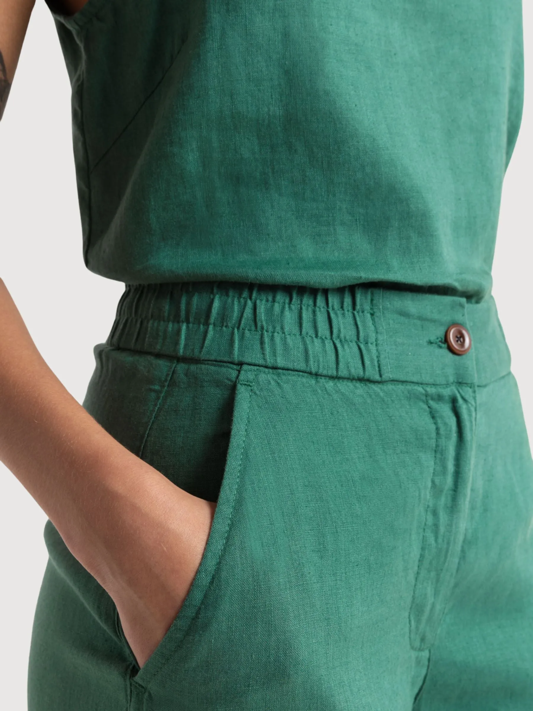 Lilian Trousers Bistro Green Women | King Of Indigo